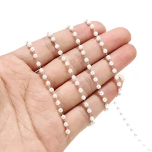 Stainless steel pierced pearl chain 3mm beaded chain for DIY jewelry making and handmade accessories.