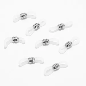Silicone eyeglass chain ends anti-slip rubber loops with metal coils for eyewear mask holder straps detail view