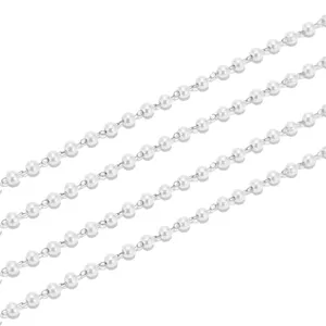 Detail shot of 3mm stainless steel pearl chain, perfect for handmade DIY jewelry accessories.