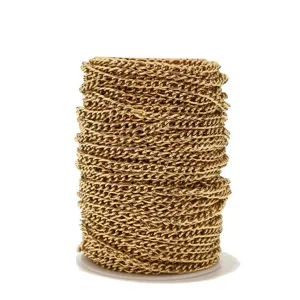 Bobine de chaîne en acier inoxydable doré pour la création de bijoux DIY, maillons robustes.