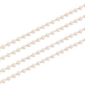 Stainless steel pearl chain 3mm beaded jewelry chain handmade DIY necklace accessory parts.
