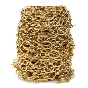 Gold stainless steel oval chain roll for DIY jewelry making, chunky O-link necklace chain.