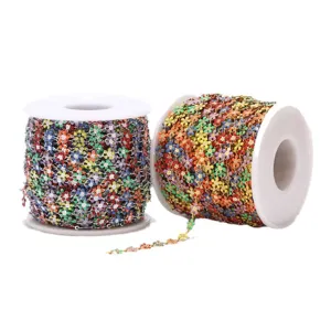 Stainless Steel Colorful Enamel Flower Chain DIY Jewelry Bracelet Making Spools