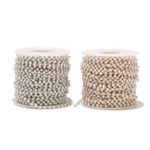 Stainless Steel Pearl Beaded Chain 3mm DIY Handmade Jewelry Accessory Spool Roll