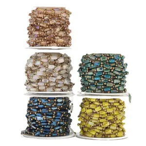 Colorful faceted crystal bead chains stainless steel DIY handmade jewelry supplies