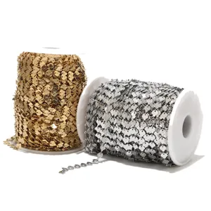 Cadena artesanal de acero inoxidable concha hoja accesorio DIY joyería bobina oro plata