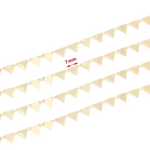 Edelstahl Dreieckkette 18K vergoldet für Schmuckherstellung DIY Zubehör 7mm Länge neu