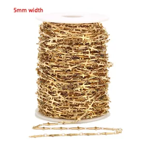 Stainless steel gold cross chain spool 5mm width DIY jewelry making necklace bracelet supply
