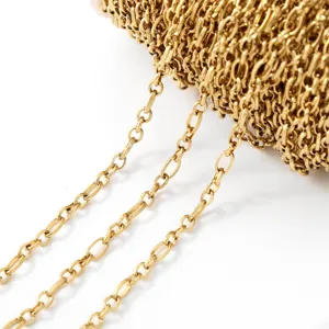 Stainless steel embossed chain 18k gold plated DIY jewelry making necklace accessory component.