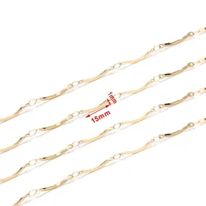 Stainless steel curved bar chain 18K gold plated DIY jewelry necklace making component detail
