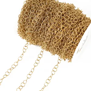 Stainless steel gold plated open jump ring chain for handmade DIY jewelry making accessories.