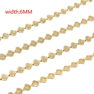 Cadena de concha chapada en oro de acero inoxidable accesorios de joyería DIY 6mm ancho