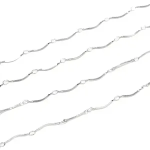 Stainless steel curved stick chain DIY necklace jewelry making component durable shiny metal link.