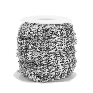Silver four leaf clover chain roll DIY jewelry making accessory crafting supply metallic texture