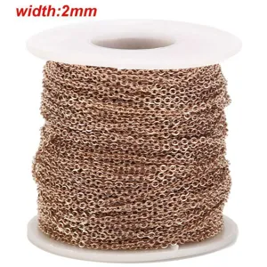 Stainless steel cable chain roll 2mm width rose gold DIY jewelry making supply details