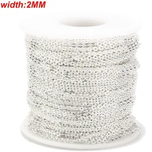 Stainless steel flat cross chain DIY jewelry necklace chain width 2mm detail view