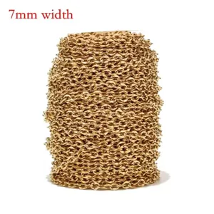 7mm width gold stainless steel butterfly chain roll for DIY handmade necklaces, bag straps