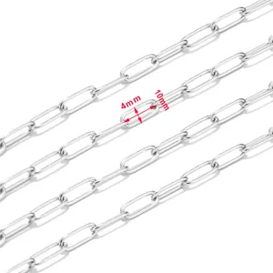 Stainless steel paperclip chain link silver tone DIY jewelry making accessory 4mm 10mm