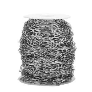 Stainless steel oblong chain detail view, ideal for DIY jewelry making and apparel accessories.