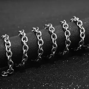 Catena ovale spessa in acciaio inossidabile per gioielli fai-da-te, accessori per bracciali in metallo.