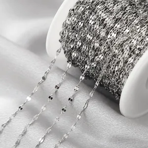 Stainless Steel Lip Chain Cross Chain O Chain Flattened Necklace DIY Jewelry Accessories Gold and Steel Color