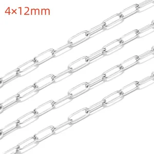 Stainless steel paperclip chain 4x12mm for men necklace apparel DIY jewelry accessories.
