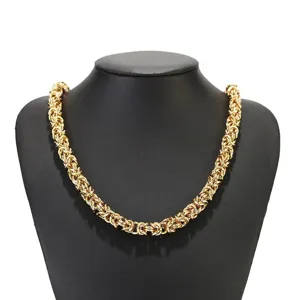 Collar de cadena gruesa pesada dorada de acero inoxidable, joyería estilo punk hombre.