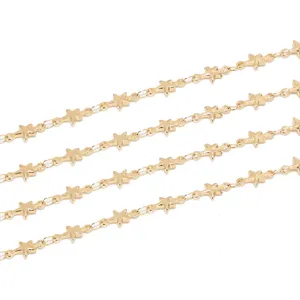Stainless steel gold pentagram chain 18k real gold plated DIY jewelry necklace making