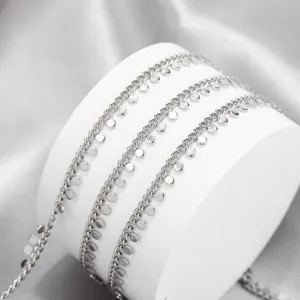 Stainless steel coin chain for DIY jewelry making, stylish necklace bracelet accessory.