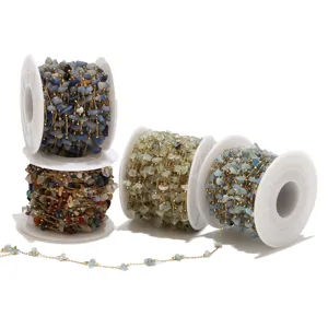 Rollos de cadena de piedras preciosas de acero inoxidable para joyería DIY, collares y manualidades.
