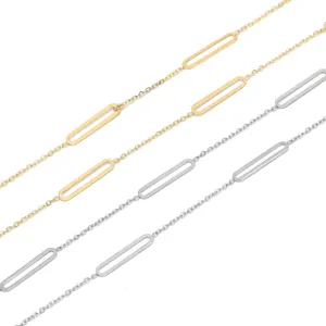 Stainless steel geometric paperclip chain necklace DIY gold and silver fashion jewelry
