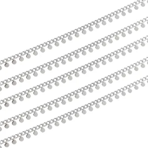 304 stainless steel coin chain for DIY jewelry making, stylish necklace bracelet accessory.