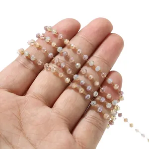 Stainless steel mixed color crystal bead chain for handmade DIY jewelry necklace crafting.