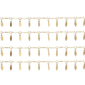 Gold stainless steel DIY jewelry chain with small leaf pendants for bracelet necklace making