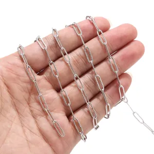 Stainless steel embossed paperclip chain for men necklace DIY jewelry making accessories