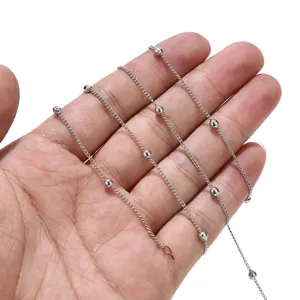 Stainless steel bead chain detail shot, perfect for handmade DIY jewelry crafting accessories.