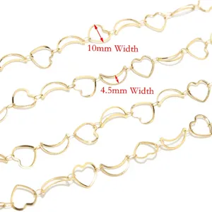 Minimalist Stainless Steel Hollow Star Moon Heart Chain Gold Plated DIY Necklace Jewelry Making Findings Craft Chain