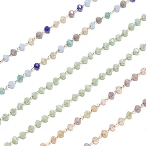 Stainless Steel Mixed Color Crystal Bead Chain Titanium Steel Handmade DIY Necklace