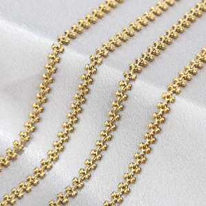 Gold plated stainless steel clover heart chain for DIY necklace jewelry making supplies.