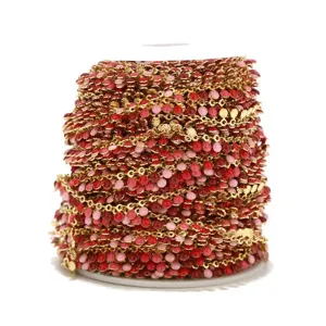 Cadena de aceite de acero inoxidable, discos esmaltados rojo rosa para joyería DIY