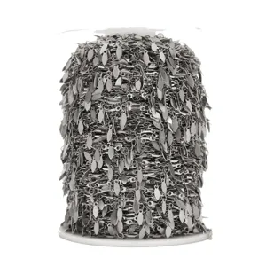 Stainless steel leaf charm chain DIY jewelry making supply for custom necklaces and bracelets.