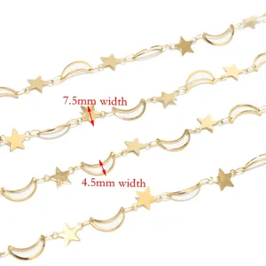 Stainless steel hollow star and moon chain 18K gold plated DIY necklace making components