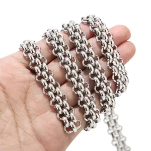 Stainless steel double row chain link DIY jewelry necklace bracelet accessory parts.