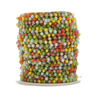 Stainless steel colorful beaded chain crystal chain DIY handmade necklace jewelry making components spool