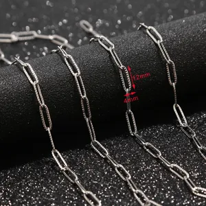 Stainless steel paperclip chain textured necklace DIY accessories 12x4mm jewelry component