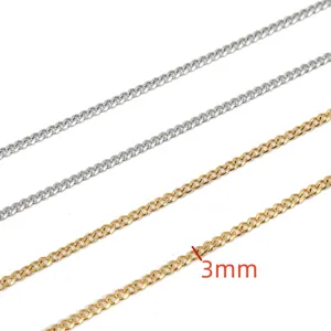 Roestvrijstalen schakelketting halsketting 3mm breed goud zilver titanium sieraden