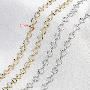 Stainless steel heart shaped link chain 6mm gold and silver color DIY jewelry making