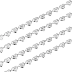 Stainless steel hollow heart chain detail for DIY jewelry making and handmade necklaces.