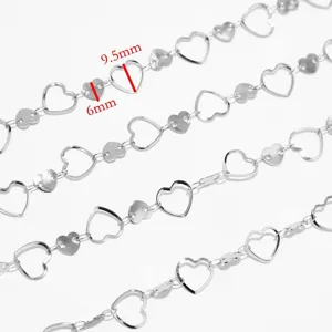 Stainless steel hollow heart chain jewelry making accessories DIY craft components.