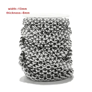 Stainless steel chain roll 13mm width 5mm thickness DIY fashion jewelry accessories making